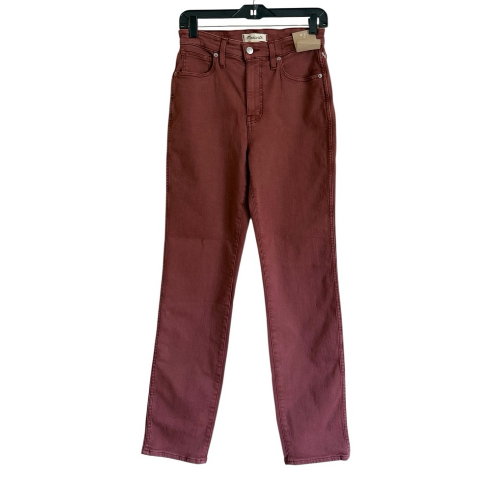 Madewell High Riser W27 stovepipe Jeans Burgundy Sz W27‎